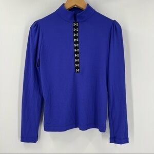 NWOT KORAL Royal Blue Long Sleeve Top with Fastener Details Size Small